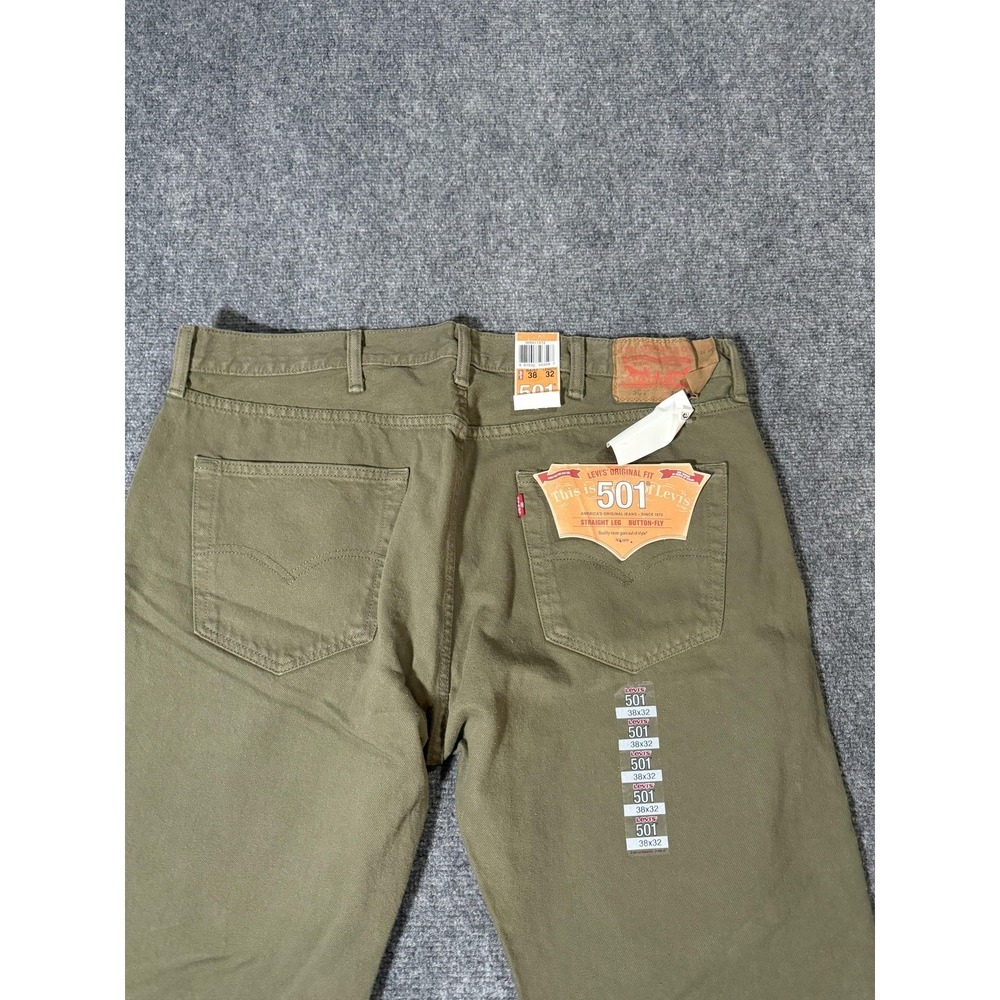 Levis 501 Jeans Mens 38x32 Green Classic Fit Straight Leg Button Fly Y2K - Picture 6 of 8